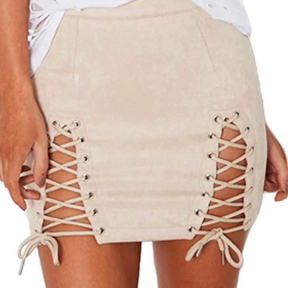Beige mini skirt- small- never worn